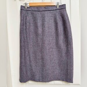 VTG Dunedin Purple & Blue Tweed Houndstooth Knee Length Pencil Skirt UK16/US12
